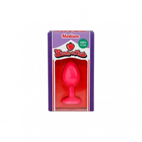 PLUG ANAL DE SILICONA CON JOYA ROSA CANDY LUST